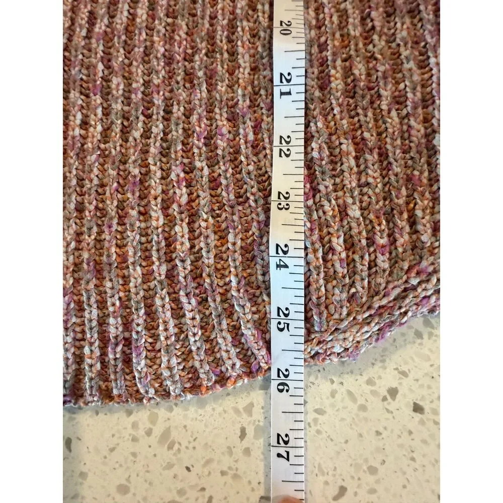 FRAME Marled Crew Sweater Pink Lavender Multi Balloon Sleeve Knit XL $395